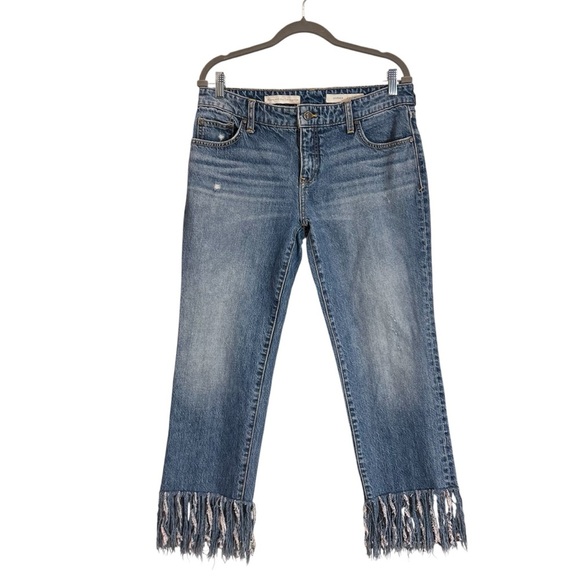 ANTHROPOLOGIE Pilcro Hyphen Fringe Mid Rise Denim Boyfriend Jeans Size 29 - Picture 2 of 8